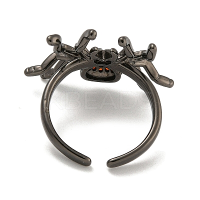 Rack Plating Brass Micro Pave Cubic Zirconia Spider Open Cuff Rings for Women RJEW-I104-24B-1
