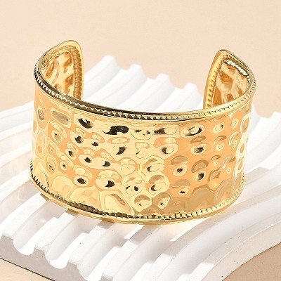 304 Stainless Steel Cuff Bangles for Women AJEW-P127-23G-1