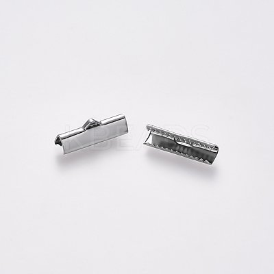 Non-Tarnish 304 Stainless Steel Ribbon Crimp Ends LS-X-STAS-S112-001F-P-1