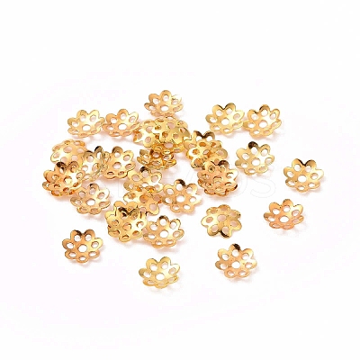 Brass Bead Caps KK-G319-03G-RS-1