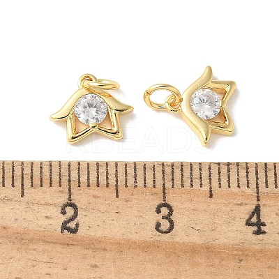 Brass Micro Pave Clear Cubic Zirconia Pendants KK-Q031-08G-1