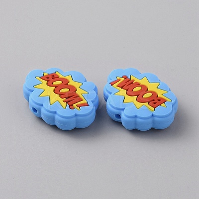 Cloud with Word Boom Food Grade Eco-Friendly Silicone Beads LS-SIL-WH0014-22C-1