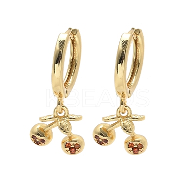 Brass Cubic Zirconia Hoop Earrings EJEW-Q015-01G-B-1