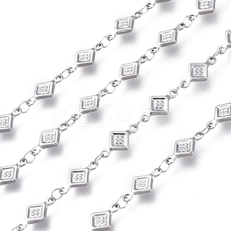 Tarnish Resistant 304 Stainless Steel Rhombus Link Chains CHS-P011-04P-1
