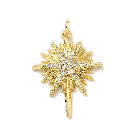 Brass Micro Pave Cubic Zirconia Pendants KK-B124-08G-02-1