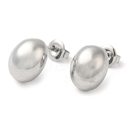 Non-Tarnish 304 Stainless Steel Oval Stud Earrings EJEW-Z022-12P-1