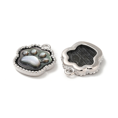 Natural Black Lip Shell Paw print Charms BSHE-Z003-10B-P-1