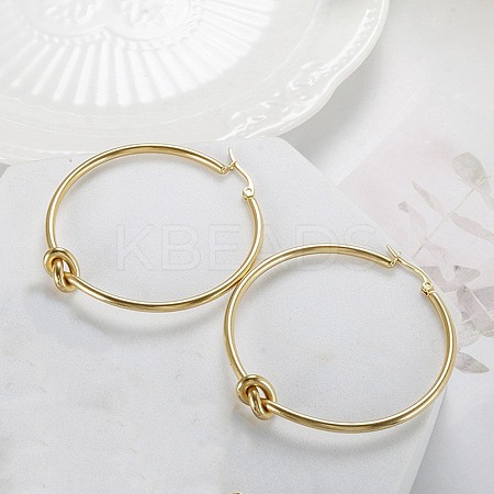 304 Stainless Steel knot Hoop Earrings EJEW-D330-01G-1