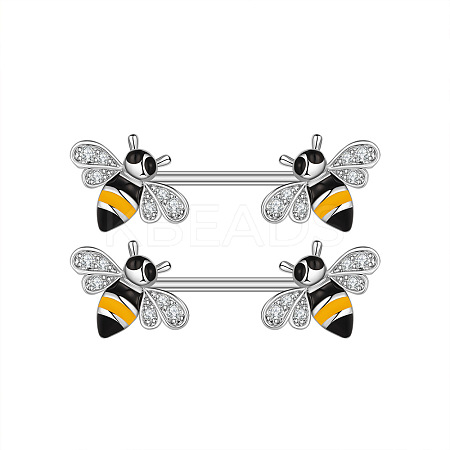 304 Stainless Steel Cubic Zirconia Nipple Rings WG0A897-03-1