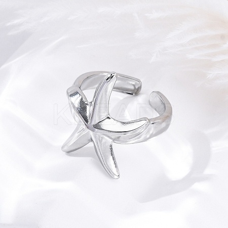 Stafish 304 Stainless Steel Open Cuff Rings for Women RJEW-F174-01P-1