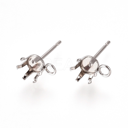Non-Tarnish 304 Stainless Steel Post Stud Earring Settings STAS-L238-026D-P-1