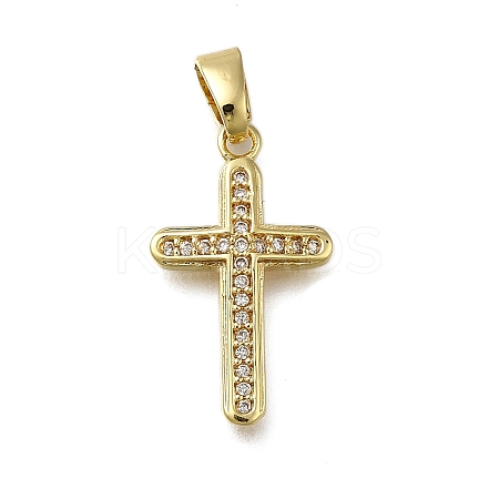 Brass Micro Pave Clear Cubic Zirconia Pendants ZIRC-I070-112G-1
