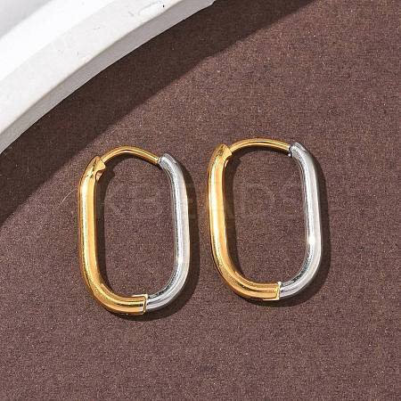 304 Stainless Steel Two Tone Hoop Earrings EJEW-P313-01C-G-1