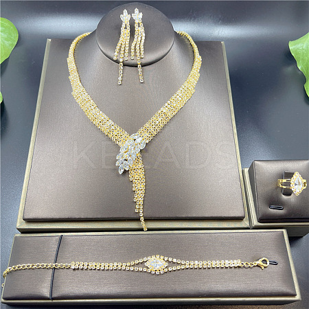 Alloy Rhinestone Bracelets & Earrings & Necklaces & Rings Sets FS-WG5A510-01-1