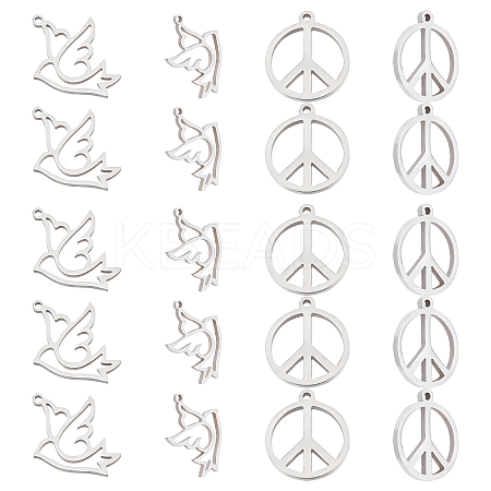 28Pcs 2Style 201 Stainless Steel Pendants STAS-UN0035-30-1