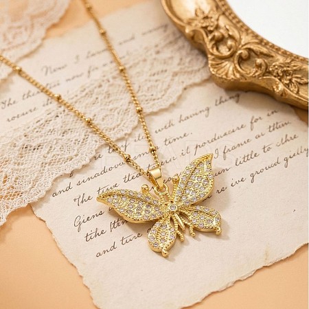 Brass Micro Pave Clear Cubic Zirconia Hollow Pendant Necklaces for Women WGDB1F5-01-1