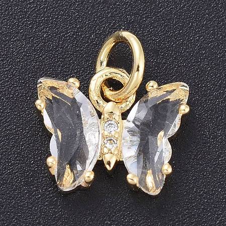 Brass Micro Pave Clear Cubic Zirconia Pendant ZIRC-P079-B01-17-1