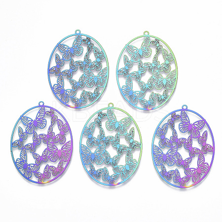 Ion Plating(IP) 201 Stainless Steel Filigree Pendants LS-X-STAS-T057-26-1
