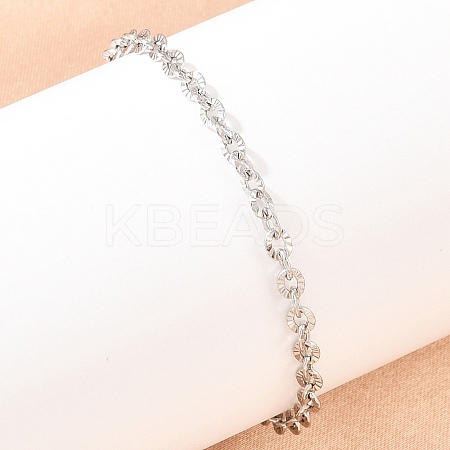 201 Stainless Steel Oval Link Chain Bracelets for Women LS-BJEW-G767-01F-P-1