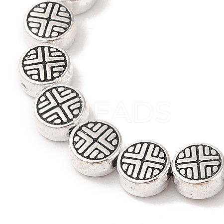 Tibetan Style Flat Round Alloy Bead Strands TIBEB-O007-09-NR-1