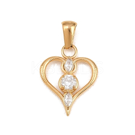 316 Surgical Stainless Steel Micro Pave Clear Cubic Zirconia Pendants STAS-A137-02A-G-1