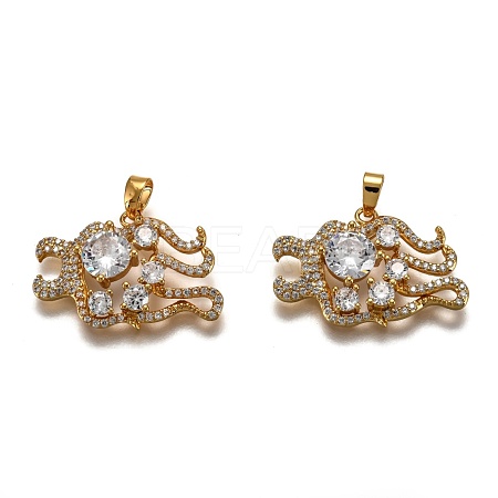 Brass Clear Cubic Zirconia Constellation Charms KK-J278-33G-B-1