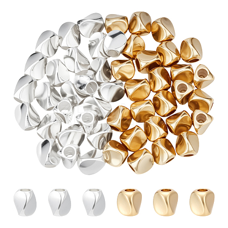 50Pcs 2 Colors Brass Spacer Beads KK-PH0013-37-1