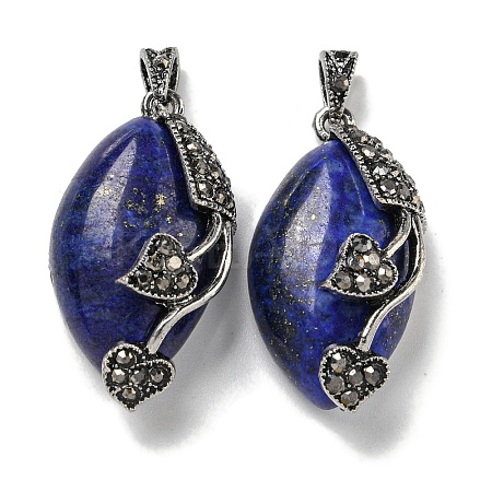 Dyed Natural Lapis Lazuli Horse Eye Pendants G-F766-01AS-05-1