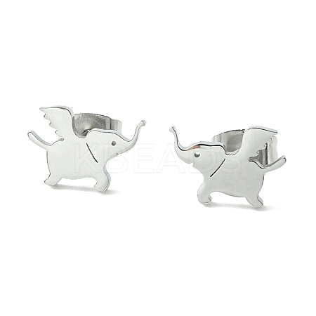 Non-Tarnish Cute Little Animal Theme 304 Stainless Steel Stud Earrings EJEW-B041-03C-P-1
