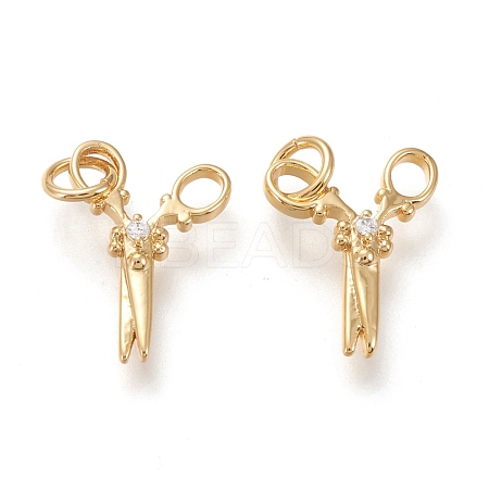 Brass Micro Pave Clear Cubic Zirconia Charms KK-F820-20G-1