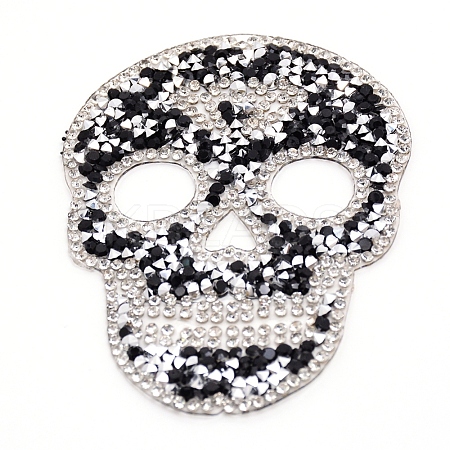Skull Rhinestone Patches DIY-WH0199-35A-1