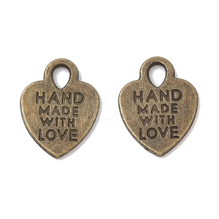 Tibetan Style Alloy Heart Charms TIBEP-Q035-07AB-NR-1