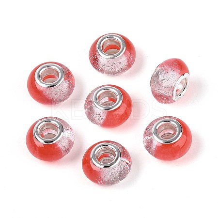 Transparent Resin Rondelle European Beads RESI-N044-02G-1