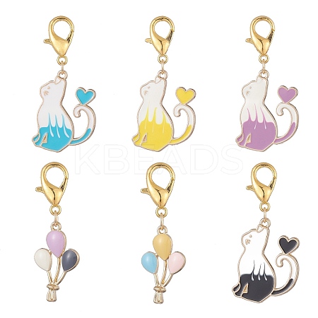 6Pcs Alloy Enamel Pendant Decoration HJEW-JM01014-1