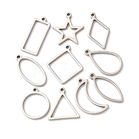 10Pcs 201 Stainless Steel Open Back Bezel Pendant Sets STAS-B101-06A-P-1