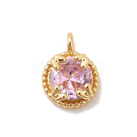 Brass Micro Pave Cubic Zirconia Pendants KK-P340-34G-1