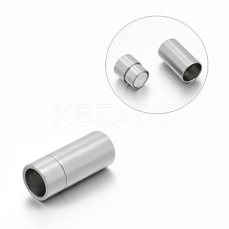 Tarnish Resistant Matte 304 Stainless Steel Column Magnetic Clasps with Glue-in Ends STAS-E089-03A-1