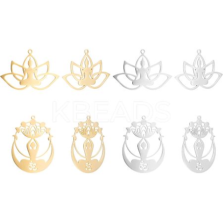 8Pcs 4 Styles 201 Stainless Steel Pendants STAS-UN0033-89-1