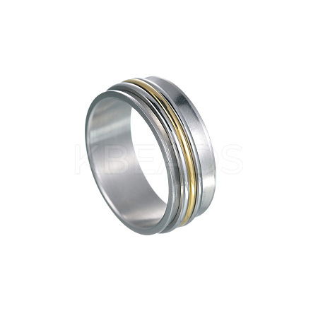 201 Stainless Steel Wide Band Rotating Finger Rings FS-WGEF0B4-14-1