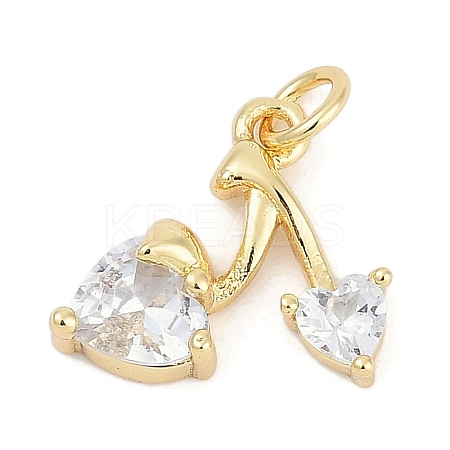 Brass Micro Pave Clear Cubic Zirconia Charms KK-G522-40G-01-1