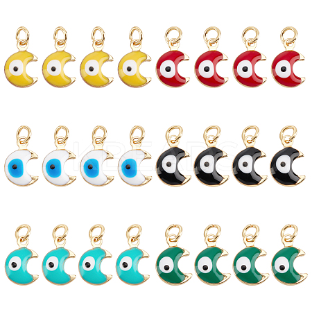 24Pcs 6 Colors Brass Enamel Charms KK-PH0001-85-1