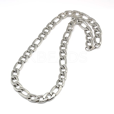 Tarnish Resistant Fashionable 304 Stainless Steel Figaro Chain Necklaces for Men LS-STAS-A028-N019P-1