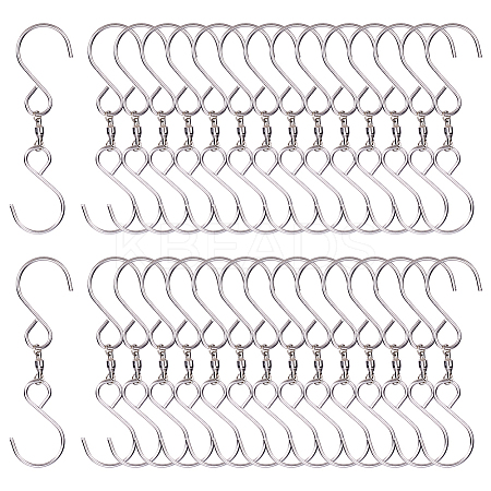 30Pcs Stainless Steel Spinning S Shaped Hooks AJEW-SP0001-43-1