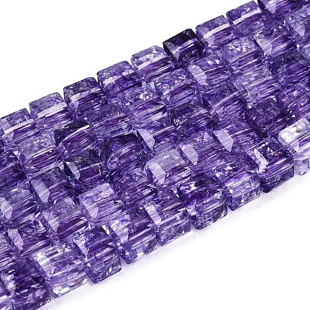 Crackle Transparent Glass Beads Strands GLAA-N062-4mm-10-1