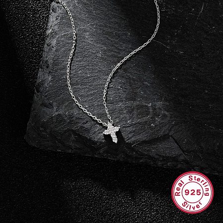 Cubic Zirconia Cross Pendant Necklacs for Women NJEW-F310-04P-1