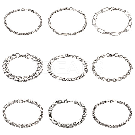 Unisex 304 Stainless Steel Chain Bracelets BJEW-TA0001-05P-1