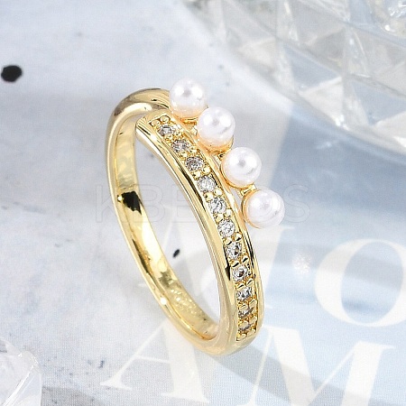 Brass Micro Pave Clear Cubic Zirconia Finger Rings for Women LS-RJEW-R011-08G-02-1