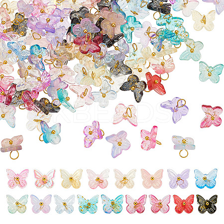 100Pcs Transparent Glass Butterfly Charms FIND-HY0003-79-1