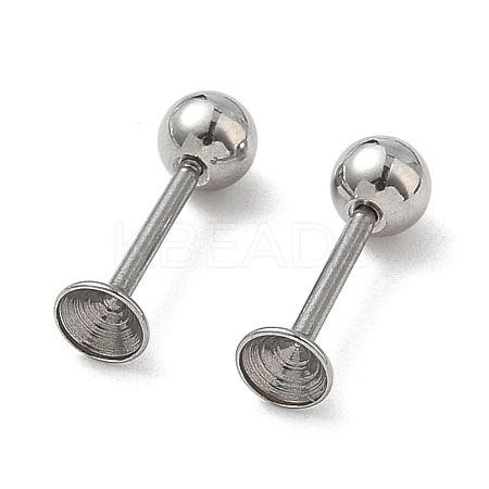 304 Stainless Steel Stud Earring Findings STAS-U056-04A-P-1