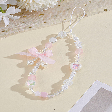 1Pc Heart & Bowknot Plastic Mobile Straps for Women AJEW-LP0004-63-1